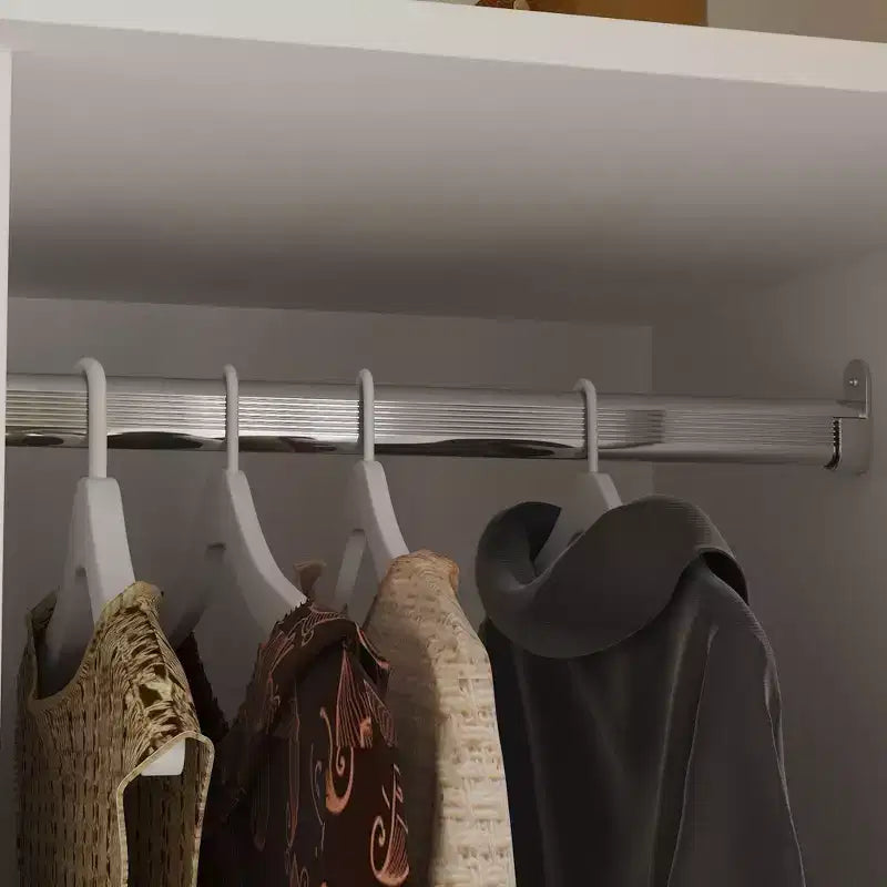 Organizzatore di vestiti per guardaroba multi-scomparto con specchio e aste appendiabiti