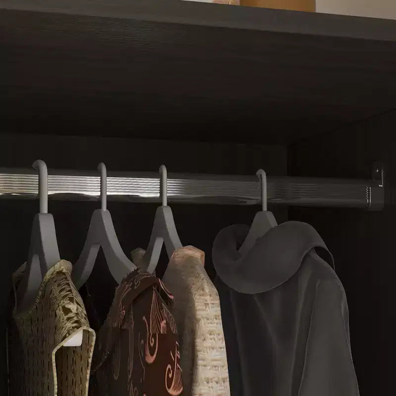 Organizzatore di vestiti per guardaroba multi-scomparto con specchio e aste appendiabiti