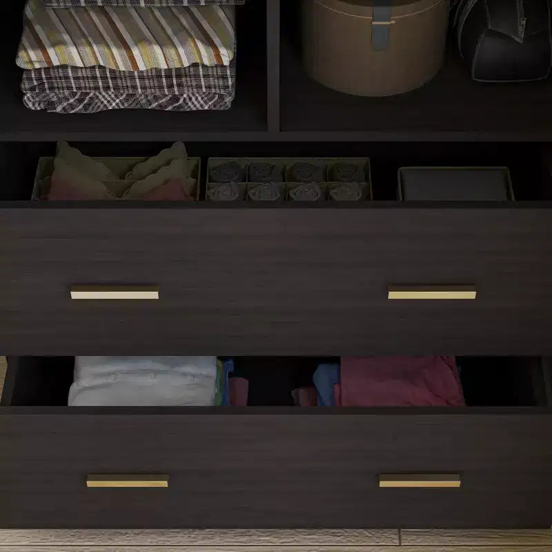 Organizzatore di vestiti per guardaroba multi-scomparto con specchio e aste appendiabiti
