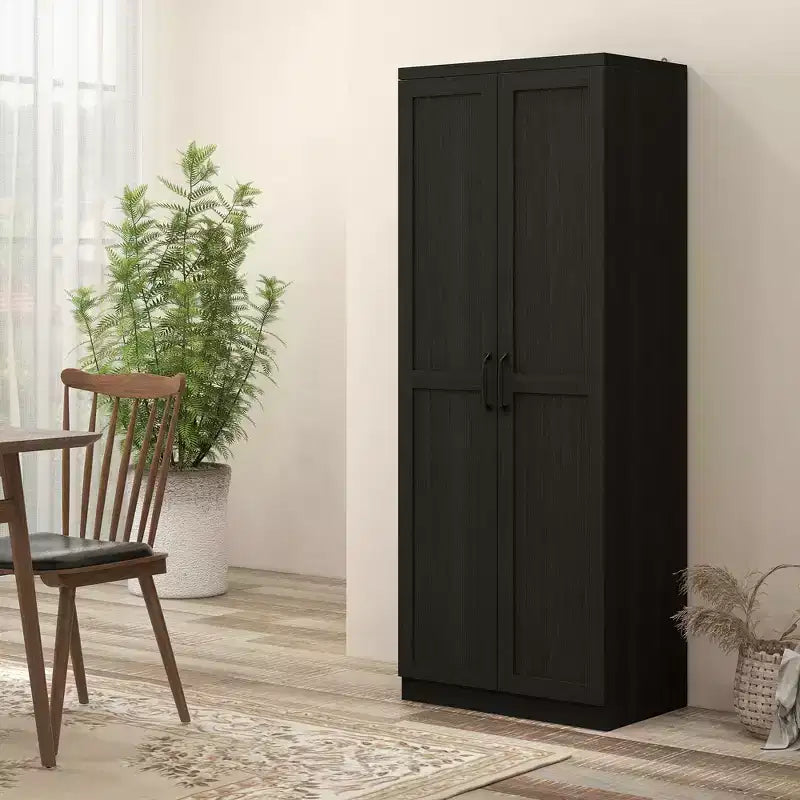 Dispensa da Cucina, Armadio a Colonna Indipendente a 5 Ripiani con 2 Scaffali Regolabili per Sala da Pranzo, Soggiorno