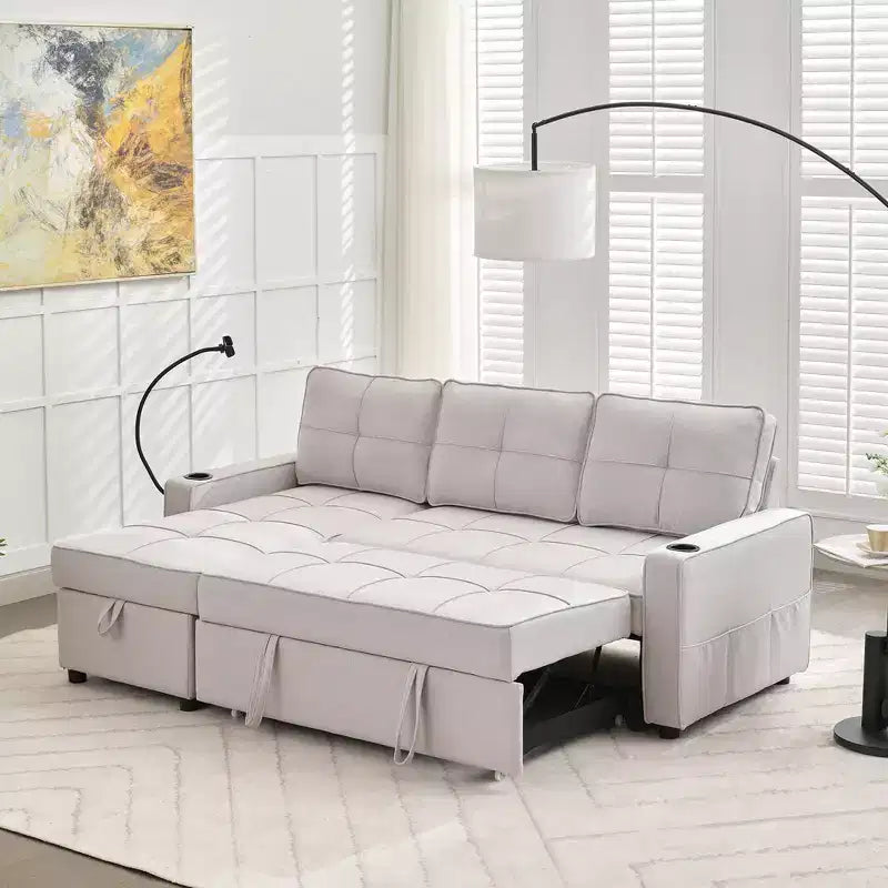 Divano a L convertibile con letto estraibile, divano letto con chaise longue reversibile per soggiorno, appartamento, camera da letto, ufficio