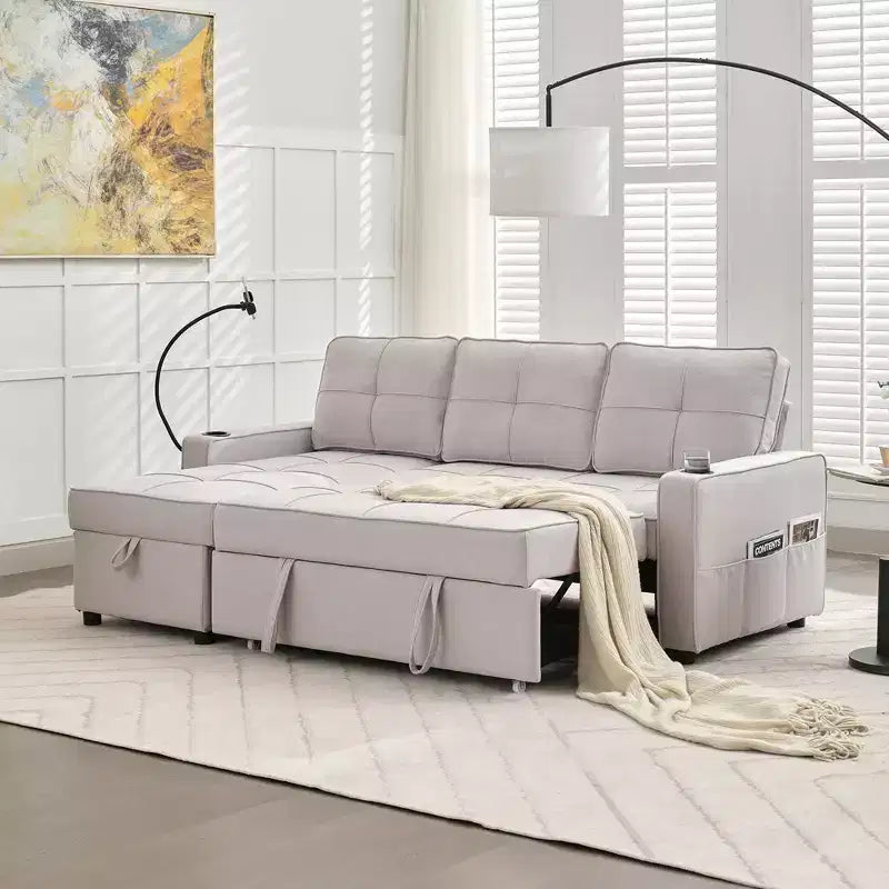 Divano a L convertibile con letto estraibile, divano letto con chaise longue reversibile per soggiorno, appartamento, camera da letto, ufficio