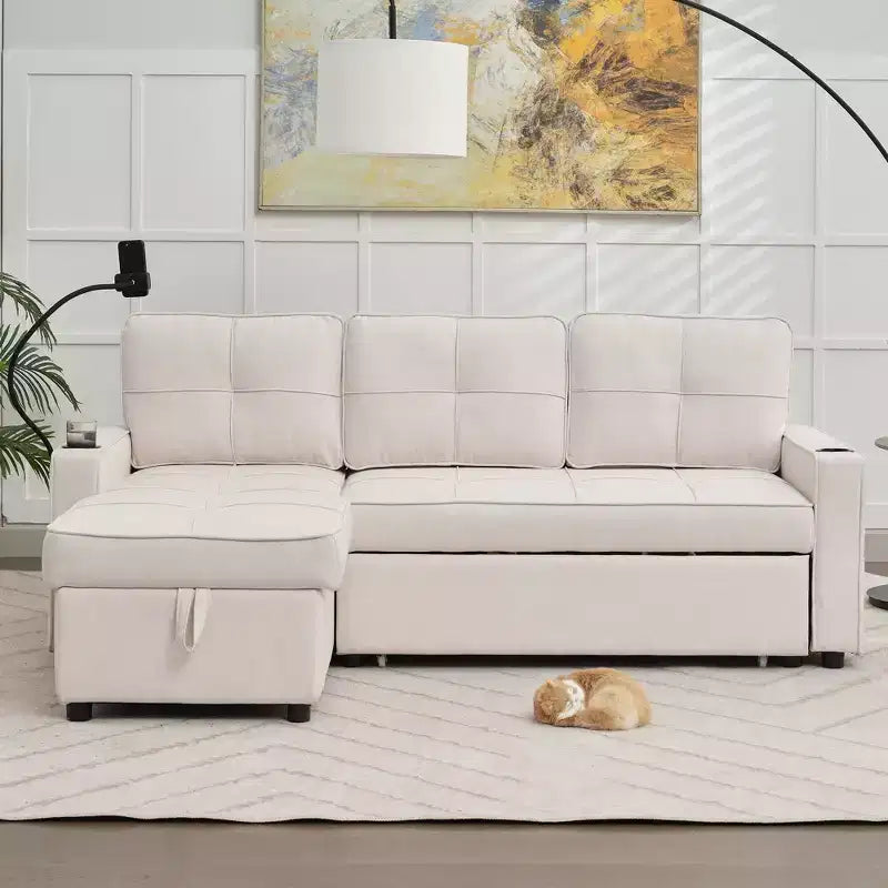 Divano a L convertibile con letto estraibile, divano letto con chaise longue reversibile per soggiorno, appartamento, camera da letto, ufficio