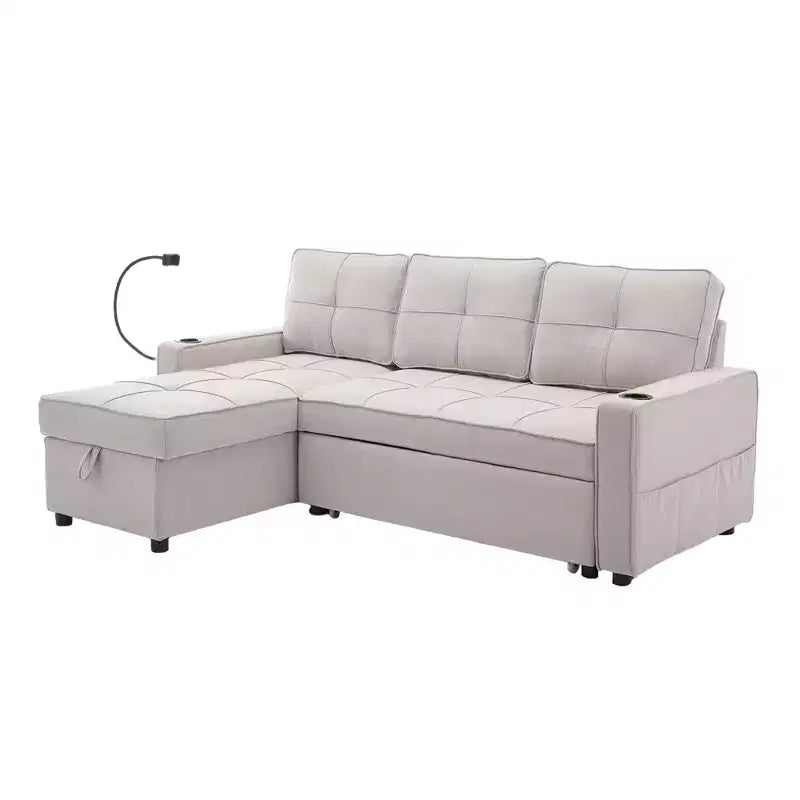 Divano a L convertibile con letto estraibile, divano letto con chaise longue reversibile per soggiorno, appartamento, camera da letto, ufficio