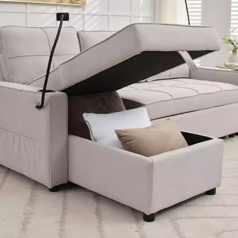Divano a L convertibile con letto estraibile, divano letto con chaise longue reversibile per soggiorno, appartamento, camera da letto, ufficio