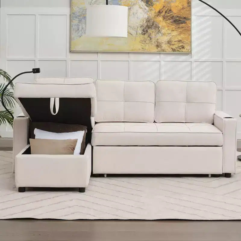 Divano a L convertibile con letto estraibile, divano letto con chaise longue reversibile per soggiorno, appartamento, camera da letto, ufficio