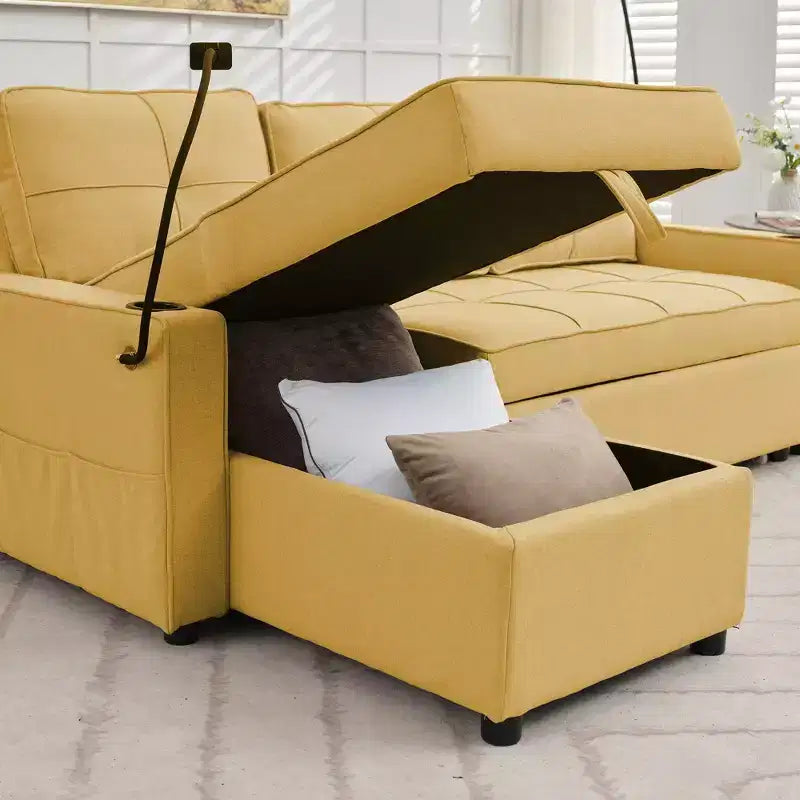 Divano a L convertibile con letto estraibile, divano letto con chaise longue reversibile per soggiorno, appartamento, camera da letto, ufficio