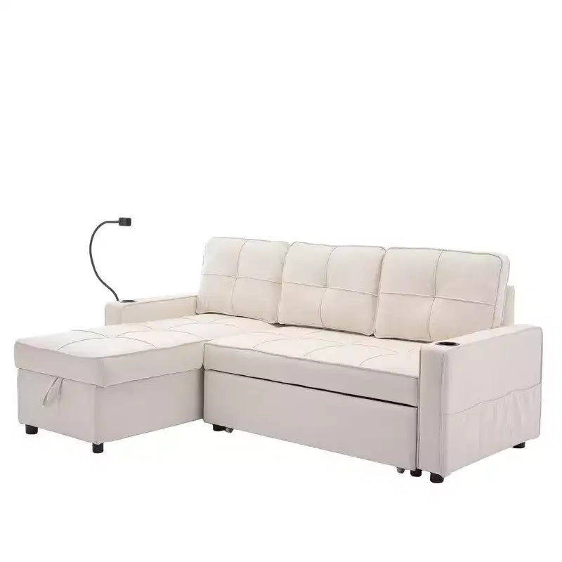Divano a L convertibile con letto estraibile, divano letto con chaise longue reversibile per soggiorno, appartamento, camera da letto, ufficio
