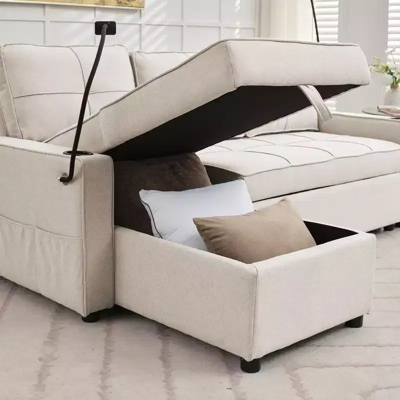 Divano a L convertibile con letto estraibile, divano letto con chaise longue reversibile per soggiorno, appartamento, camera da letto, ufficio