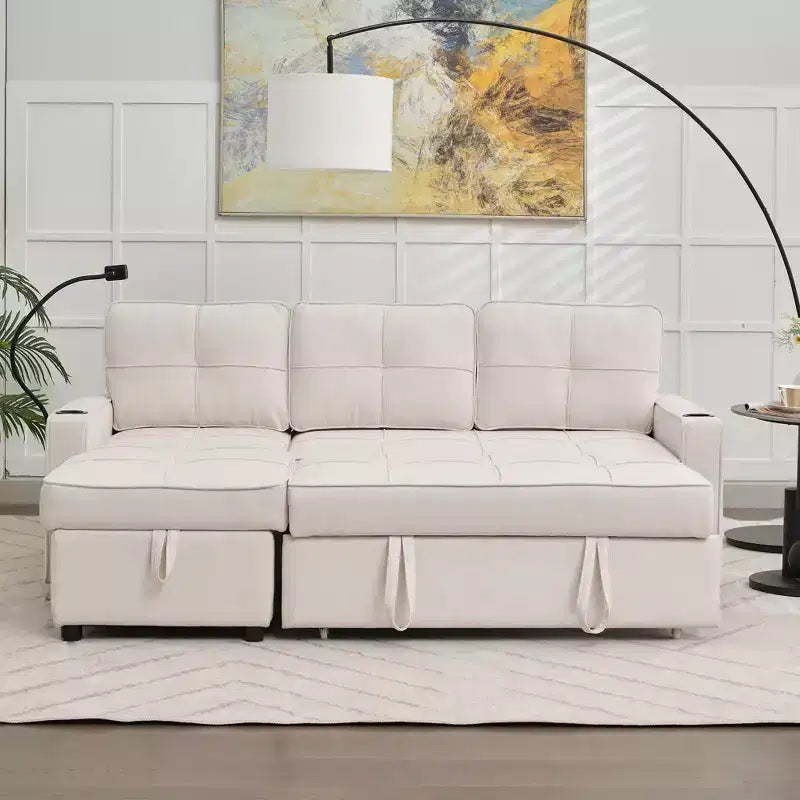 Divano a L convertibile con letto estraibile, divano letto con chaise longue reversibile per soggiorno, appartamento, camera da letto, ufficio