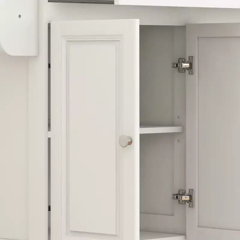 Carrello da cucina su ruote con isola a ribalta, piano in legno massello con cassetti, armadietti e portaspezie