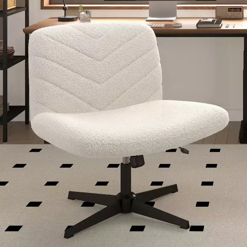 Yaheetech Sedia da Ufficio Girevole in Tessuto Bouclé per Casa, Bianco