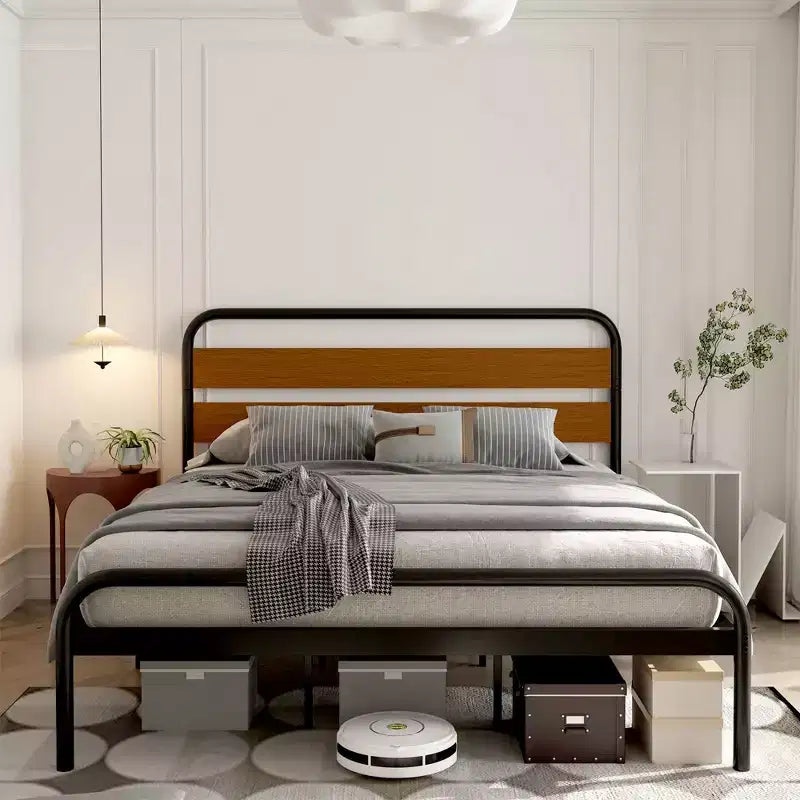 Struttura Letto King Size, Telaio Piattaforma Robusto con Testiera in Legno e Vano Contenitore Sottoposto, Base Materasso Silenziosa, Facile Montaggio