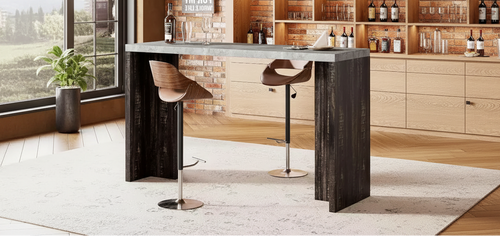 GustoWave 55 Home Bar Table with Faux Marble Top, Counter Height Pub Table for Kitchen, Living Room, Dining