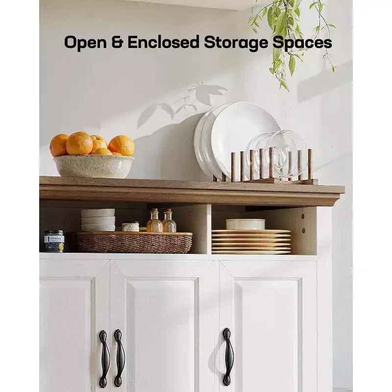 Mobile buffet con contenitore, credenza grande da 140 cm con ripiani regolabili, 4 ante, mobile bar moderno in stile rustico