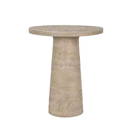 Cream Round Side Table with Pedestal Base 22x22x25.5