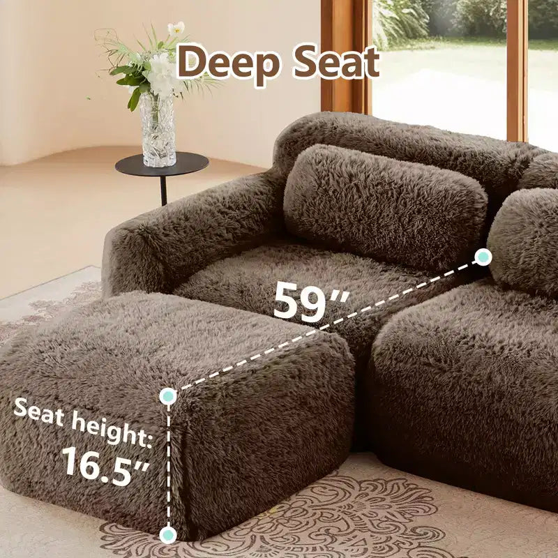 Divano a U senza struttura, spugna HD 32D, fondo antiscivolo, nessun assemblaggio, design ergonomico, combinazione libera, confezionato sottovuoto per soggiorni/studi
