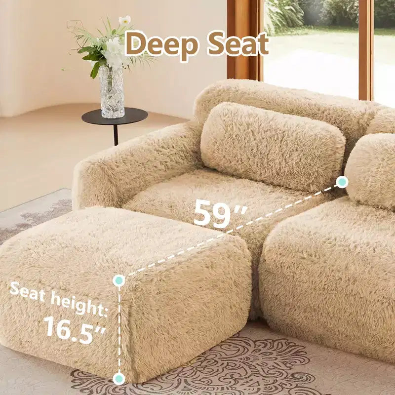 Divano a U senza struttura, spugna HD 32D, fondo antiscivolo, nessun assemblaggio, design ergonomico, combinazione libera, confezionato sottovuoto per soggiorni/studi