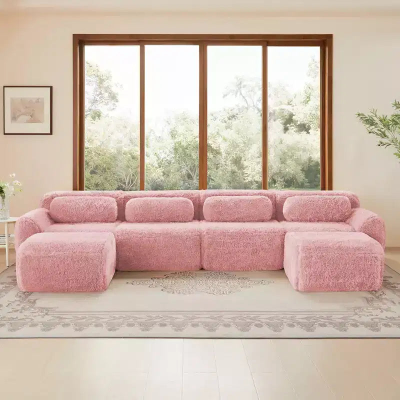 Divano a U senza struttura, spugna HD 32D, fondo antiscivolo, nessun assemblaggio, design ergonomico, combinazione libera, confezionato sottovuoto per soggiorni/studi