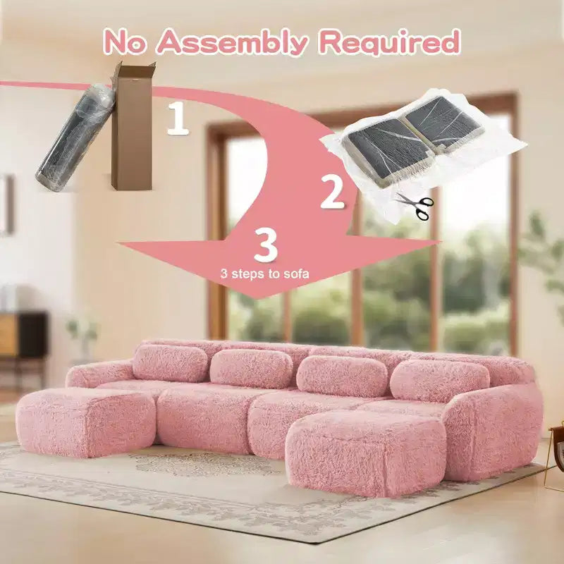 Divano a U senza struttura, spugna HD 32D, fondo antiscivolo, nessun assemblaggio, design ergonomico, combinazione libera, confezionato sottovuoto per soggiorni/studi