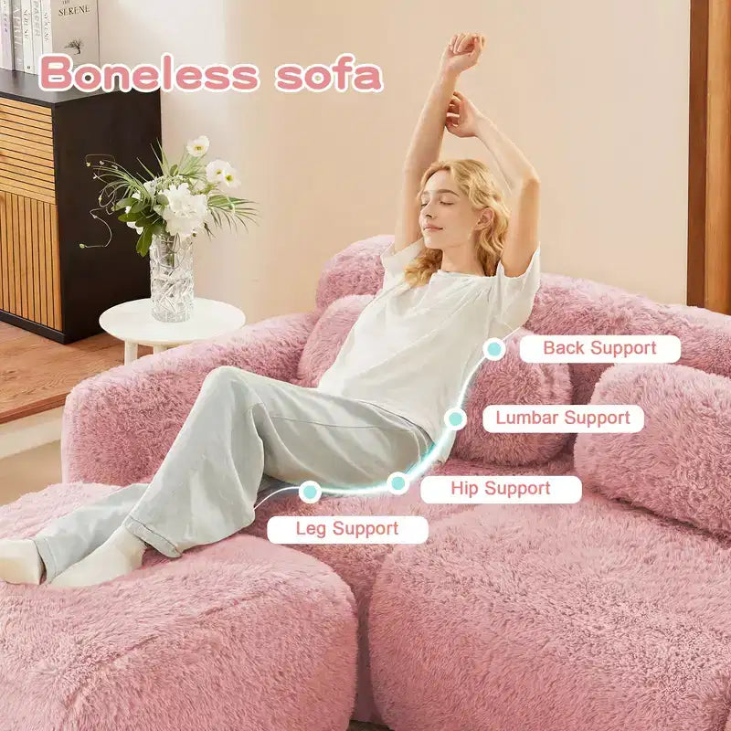 Divano a U senza struttura, spugna HD 32D, fondo antiscivolo, nessun assemblaggio, design ergonomico, combinazione libera, confezionato sottovuoto per soggiorni/studi