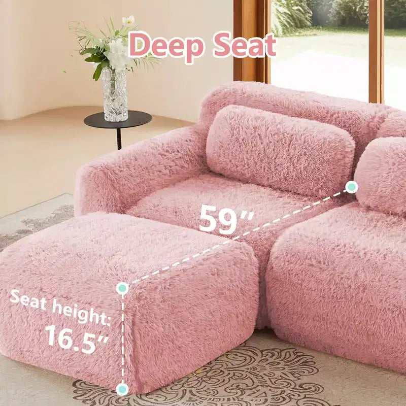 Divano a U senza struttura, spugna HD 32D, fondo antiscivolo, nessun assemblaggio, design ergonomico, combinazione libera, confezionato sottovuoto per soggiorni/studi