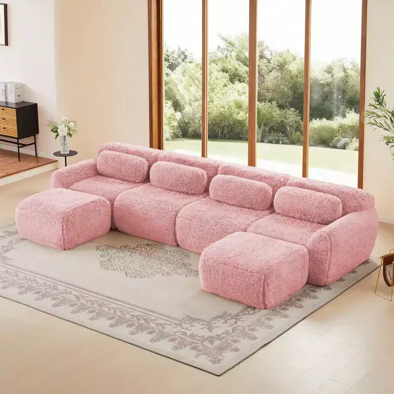 Divano a U senza struttura, spugna HD 32D, fondo antiscivolo, nessun assemblaggio, design ergonomico, combinazione libera, confezionato sottovuoto per soggiorni/studi