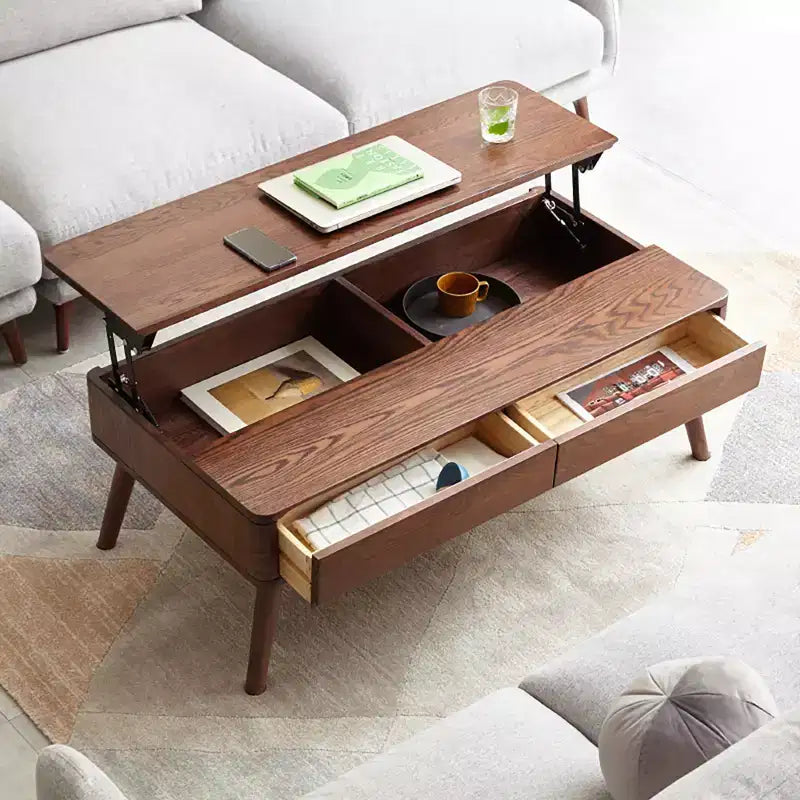 Tavolino da caffè con piano sollevabile, scomparto nascosto, ripiano portaoggetti, 2 cassetti, tavolo centrale/basso per soggiorno