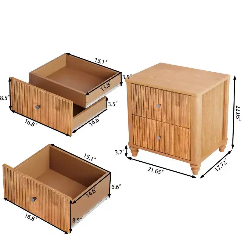 Comodino con Design Scanalato e Cassetti Contenitore, Tavolino da Notte per Camera da Letto, Soggiorno, Ingresso