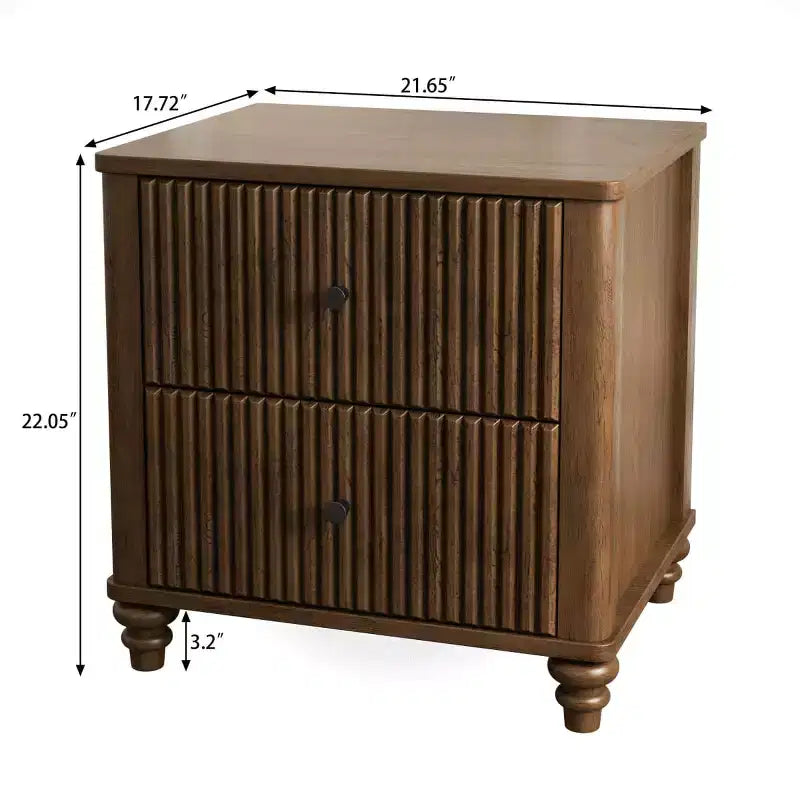 Comodino con Design Scanalato e Cassetti Contenitore, Tavolino da Notte per Camera da Letto, Soggiorno, Ingresso