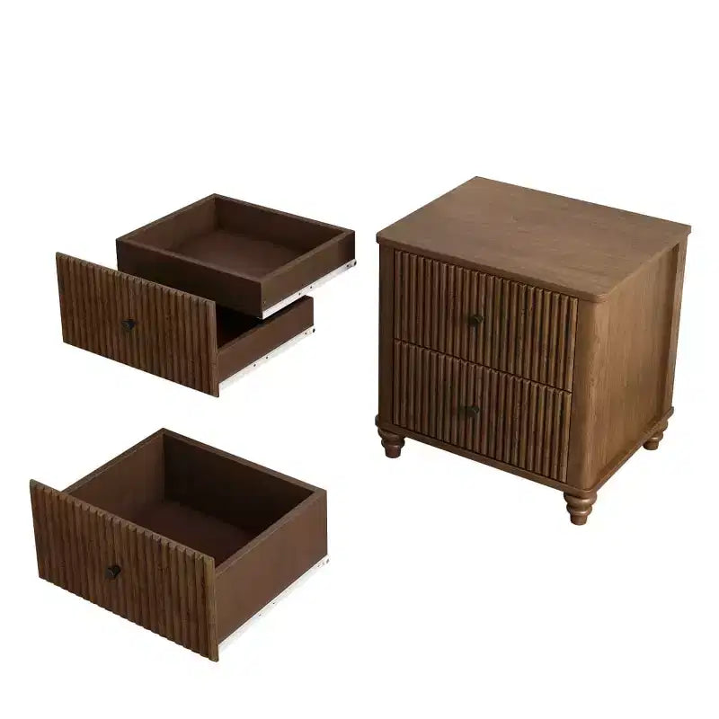 Comodino con Design Scanalato e Cassetti Contenitore, Tavolino da Notte per Camera da Letto, Soggiorno, Ingresso