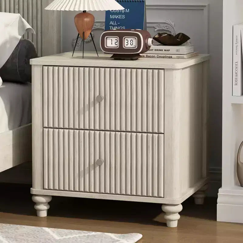 Comodino con Design Scanalato e Cassetti Contenitore, Tavolino da Notte per Camera da Letto, Soggiorno, Ingresso