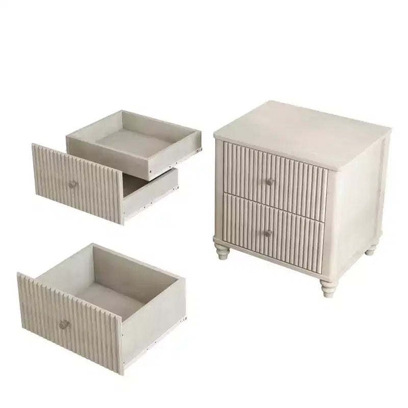 Comodino con Design Scanalato e Cassetti Contenitore, Tavolino da Notte per Camera da Letto, Soggiorno, Ingresso