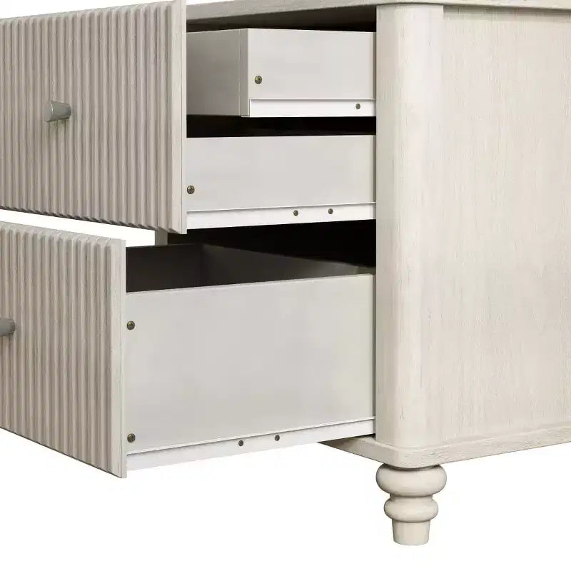 Comodino con Design Scanalato e Cassetti Contenitore, Tavolino da Notte per Camera da Letto, Soggiorno, Ingresso