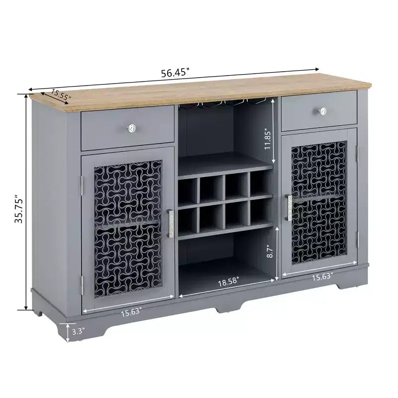 Mobile Credenza Buffet 2 Cassetti 2 Ante, Mobile Bar Caffè, Scaffali Buffet Cucina Sala da Pranzo, Armadio Dispensa Moderno Stile Fattoria
