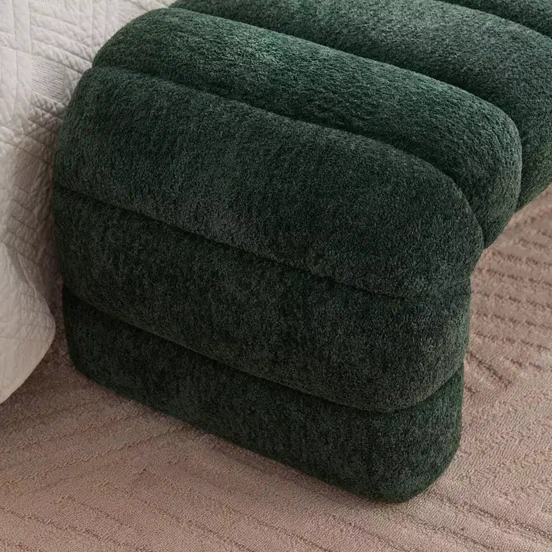 Panca moderna ottomana con seduta trapuntata in ciniglia, panchina da fondo letto rettangolare, chaise longue, sgabello da toeletta per soggiorno, ingresso