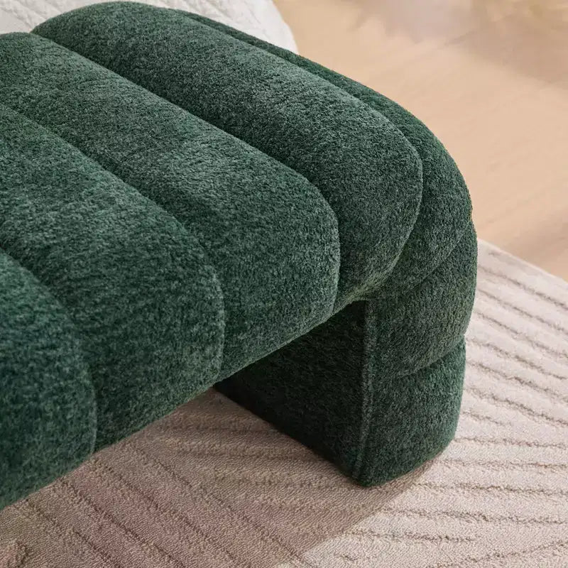 Panca moderna ottomana con seduta trapuntata in ciniglia, panchina da fondo letto rettangolare, chaise longue, sgabello da toeletta per soggiorno, ingresso