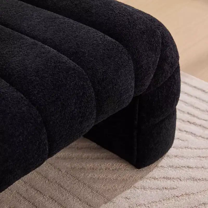 Panca moderna ottomana con seduta trapuntata in ciniglia, panchina da fondo letto rettangolare, chaise longue, sgabello da toeletta per soggiorno, ingresso