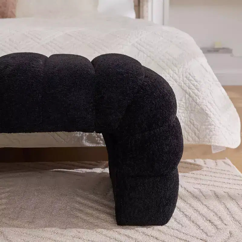 Panca moderna ottomana con seduta trapuntata in ciniglia, panchina da fondo letto rettangolare, chaise longue, sgabello da toeletta per soggiorno, ingresso