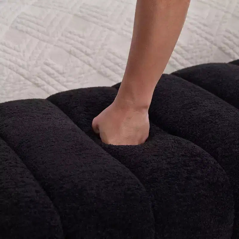 Panca moderna ottomana con seduta trapuntata in ciniglia, panchina da fondo letto rettangolare, chaise longue, sgabello da toeletta per soggiorno, ingresso