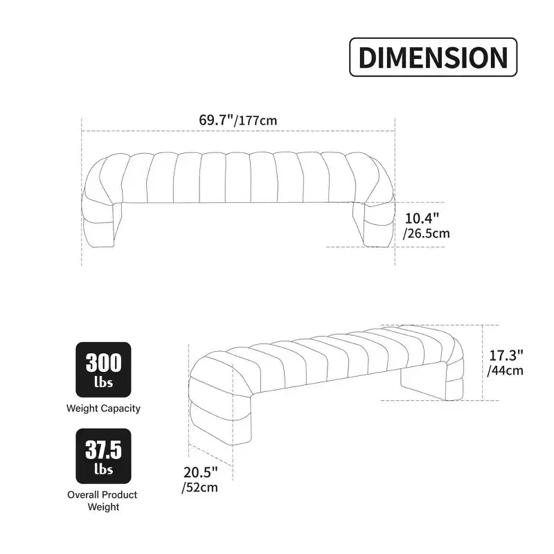 Panca moderna ottomana con seduta trapuntata in ciniglia, panchina da fondo letto rettangolare, chaise longue, sgabello da toeletta per soggiorno, ingresso