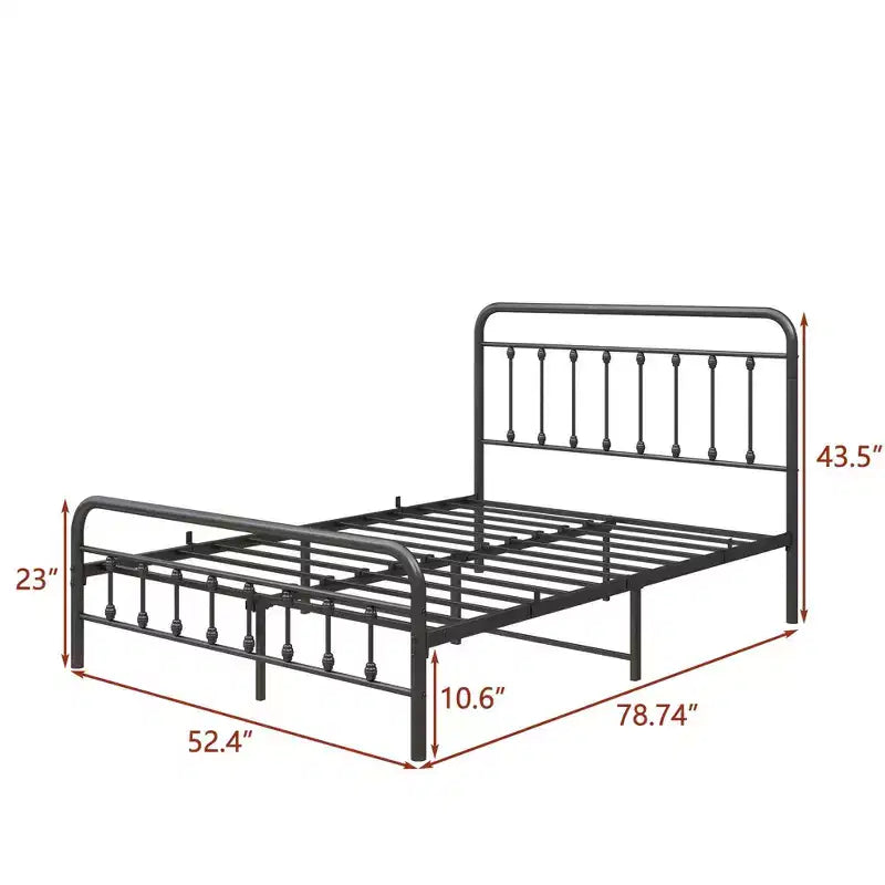 Struttura letto a piattaforma in metallo matrimoniale con robusto supporto a doghe, contenitore sotto il letto per camera da letto