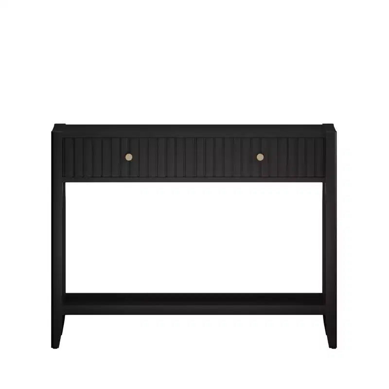 Tavolo Consolle, Tavolino d'Ingresso, Tavolino da Divano, Tavolino d'Appoggio con Cassetti e Ripiano, Nero
