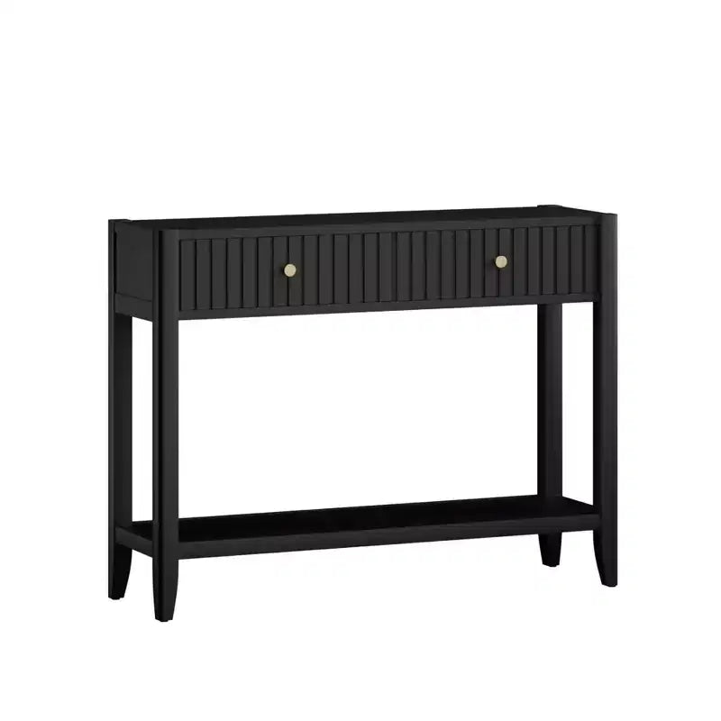 Tavolo Consolle, Tavolino d'Ingresso, Tavolino da Divano, Tavolino d'Appoggio con Cassetti e Ripiano, Nero