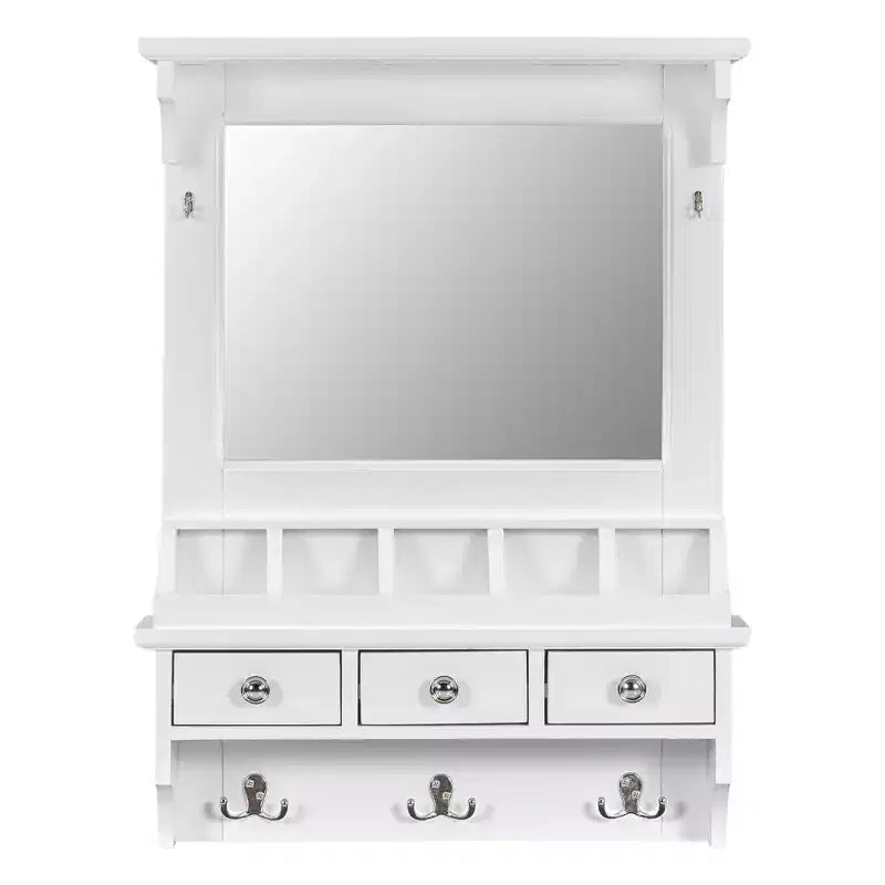 GDFStudio Theim Specchiera Trucco Versatile Sospesa, con Specchio, 3 Cassetti, 5 Tasche e 5 Ganci