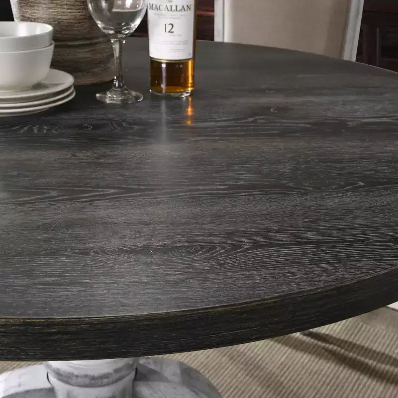 Tavolo da pranzo rotondo con piedistallo in legno Farmhouse 47