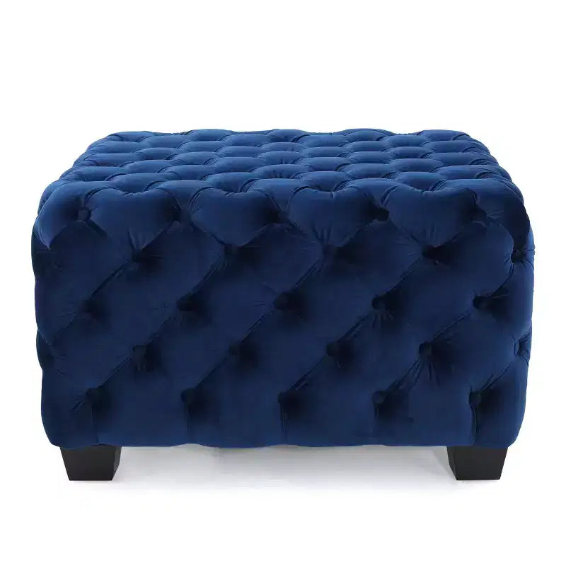 Okak Pouf Contenitore in Velluto con Cuciture a Rombo Trapuntate, Panchina Quadrata da Ingresso al Tatto Morbido, Pouf Poggiapiedi per Soggiorno