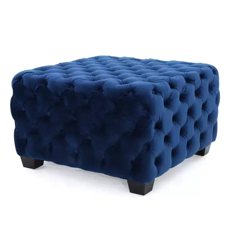 Okak Pouf Contenitore in Velluto con Cuciture a Rombo Trapuntate, Panchina Quadrata da Ingresso al Tatto Morbido, Pouf Poggiapiedi per Soggiorno
