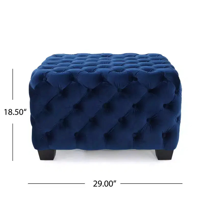 Okak Pouf Contenitore in Velluto con Cuciture a Rombo Trapuntate, Panchina Quadrata da Ingresso al Tatto Morbido, Pouf Poggiapiedi per Soggiorno