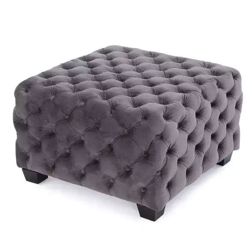 Okak Pouf Contenitore in Velluto con Cuciture a Rombo Trapuntate, Panchina Quadrata da Ingresso al Tatto Morbido, Pouf Poggiapiedi per Soggiorno